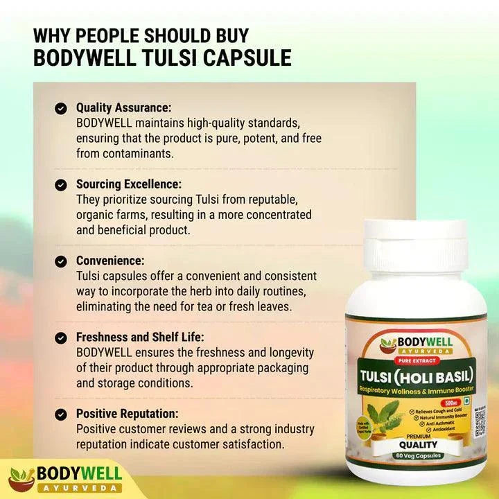 BodyWell Tulsi Veg Capsule - 60 Capsules