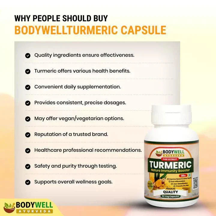 BodyWell Turmeric (Haridra) Veg Capsule - 60 Capsules
