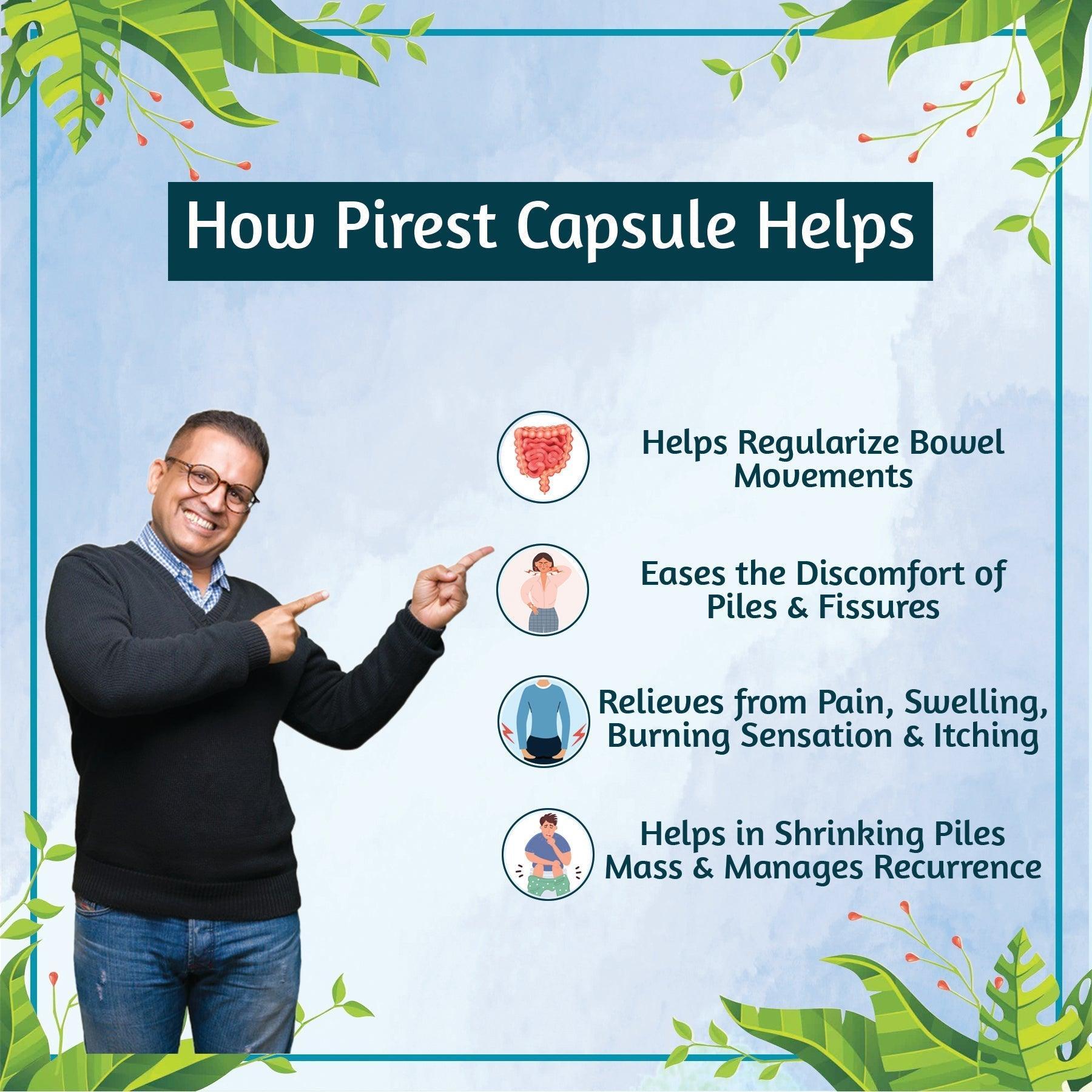 Ambic Pirest Vegetarian Capsule, for Effective Relief from Bavasir & Fistula (60 Each)