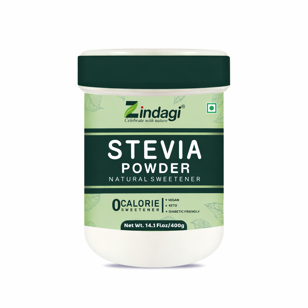 Zindagi Stevia White Powder - Gluiten free Sweetener - Stevia Leaves Extract 400gm