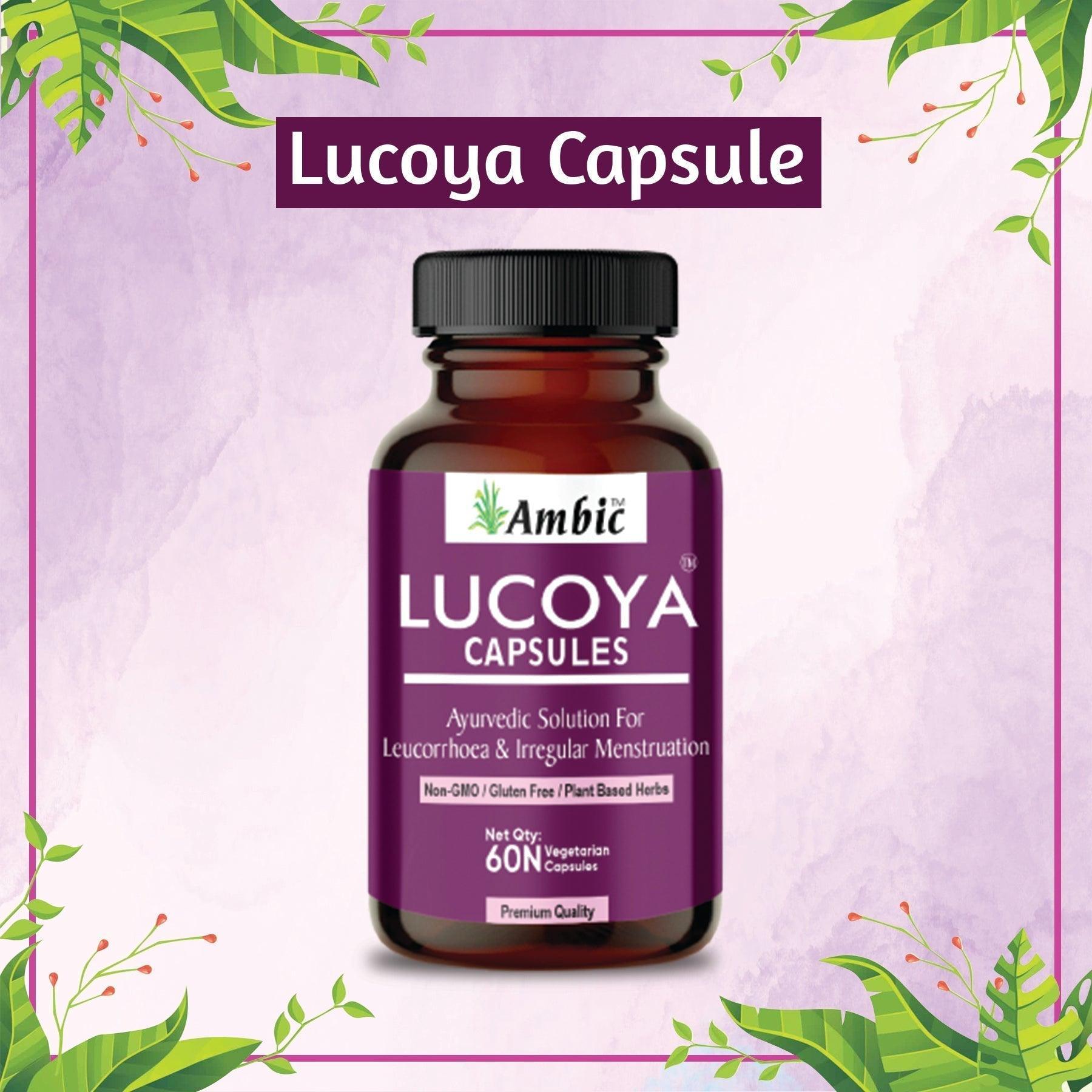 Ambic Lucoya Vegetarian Capsule for Leucorrhoea & Women’s Health (60 Each)