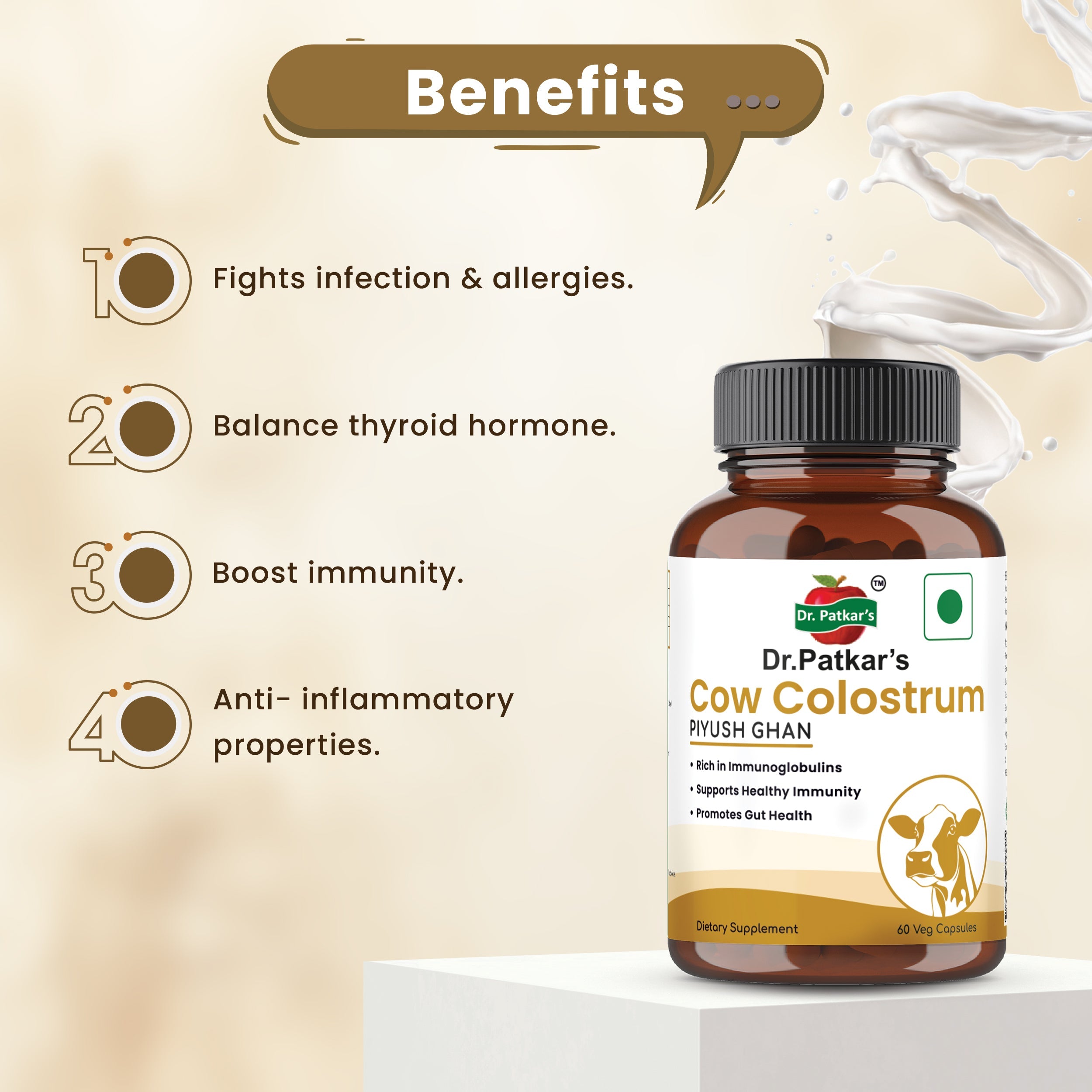 Dr. Patkar's Bovine Colostrum Capsule | Immunity Booster | Manage Thyroid Hormone Capsule