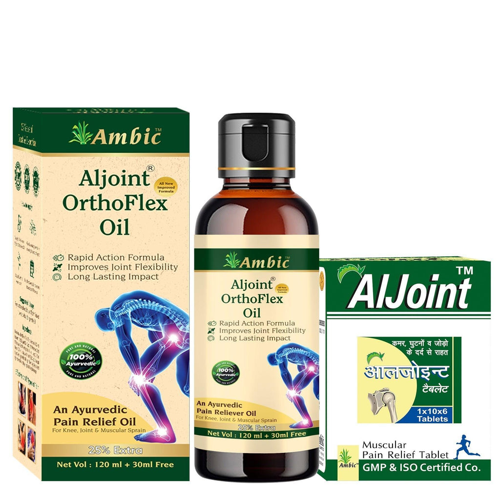 Ambic Combo Pack of AlJoint Muscular Pain Relief Oil 150ml & AlJoint Muscular Pain Relief 60 Tablet