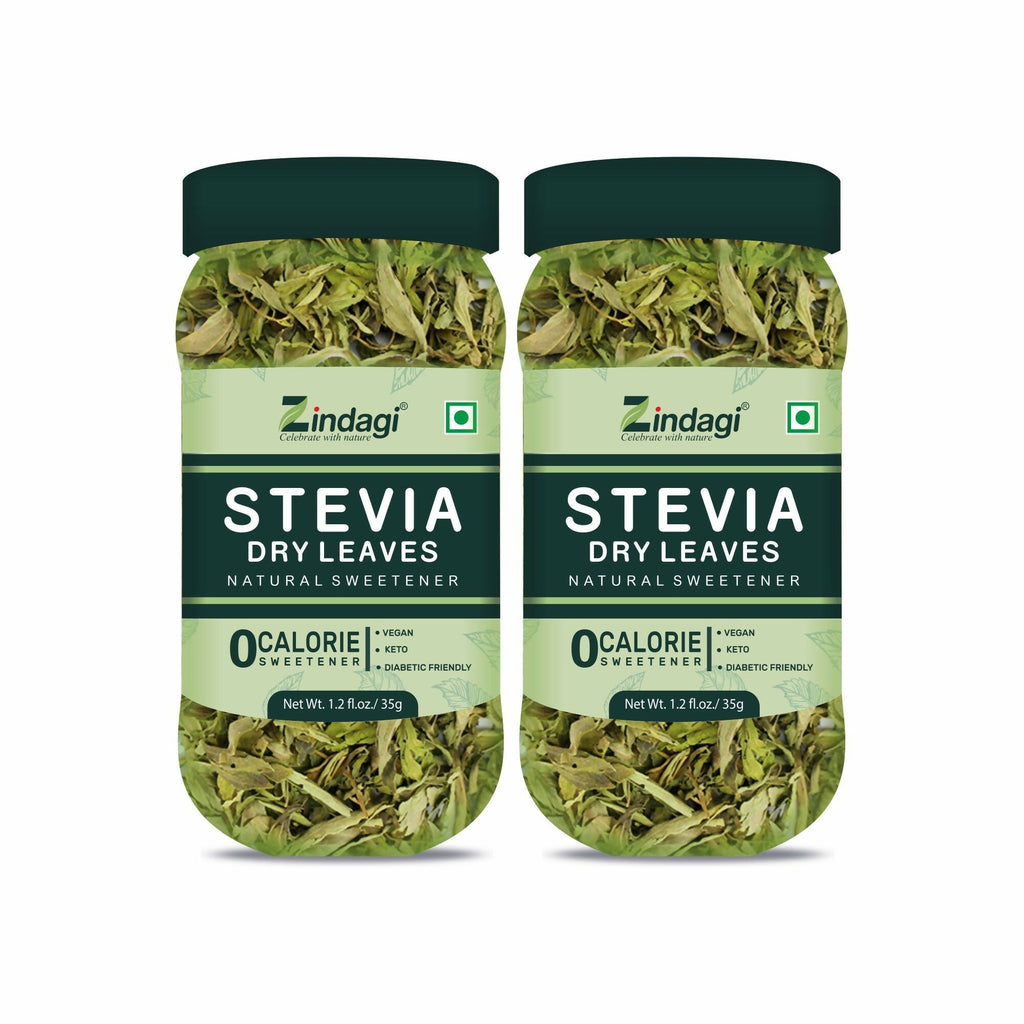 Zindagi Stevia Dry Leaves - Pure Sugarfree Stevia Leaf (Pack of 2) Each 35gm