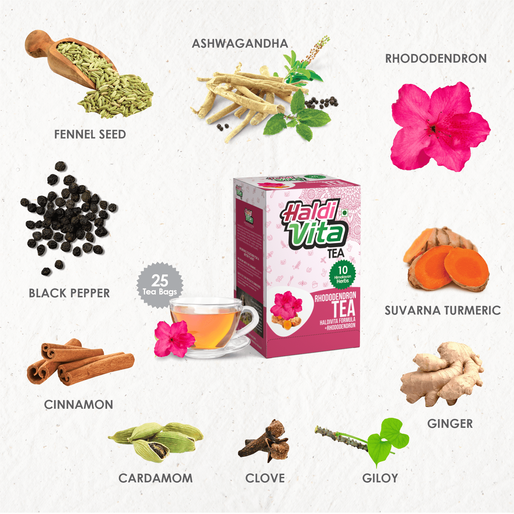Haldi Vita Tea Haldivita Rhododendron tea (25 tea bags)